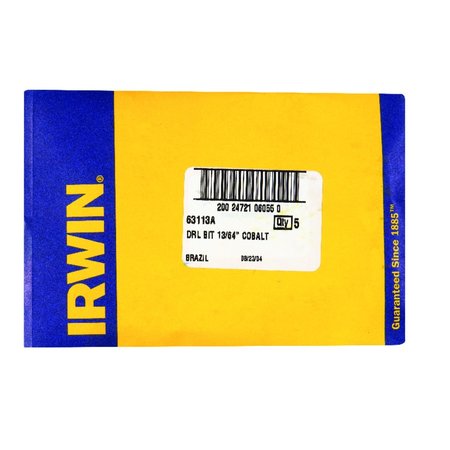 Irwin 13/64 in. X 3-5/8 in. L Cobalt Steel Drill Bit 1 pc 63113ZR